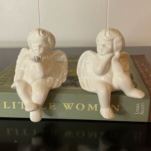 Small Ceramic Cupid Shelf Sitters 4” Figurines Set of 2 from Midwest Imports